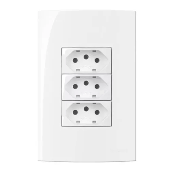 Encontraproduto.com.br - Conjunto 3 Tomadas 2P+T 20A-250V 4x2 Branco Sleek - MARGIRIUS