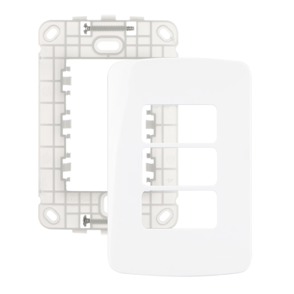 Linha B3 Conj 4×2 Placa p/ 3 Módulos Horizontais