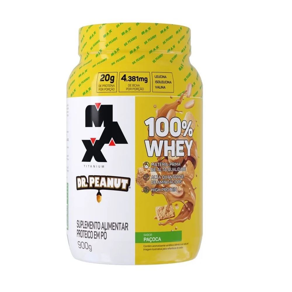 Encontraproduto.com.br - 100% Whey Max Titanium X Dr. Peanut 900g - Max Titanium Sabor:paçoca