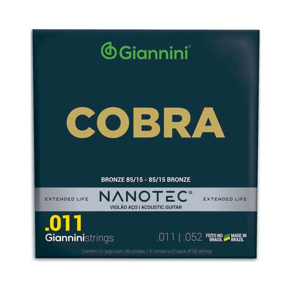Encontraproduto.com.br - Corda P/ Violão Aço Giannini Nanotec Cobra Pn 11/52 - Ec0559