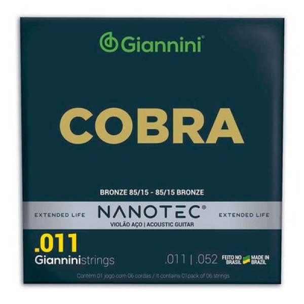 Encontraproduto.com.br - Corda P/ Violão Aço Giannini Nanotec Cobra Pn 12/54 - Ec0562