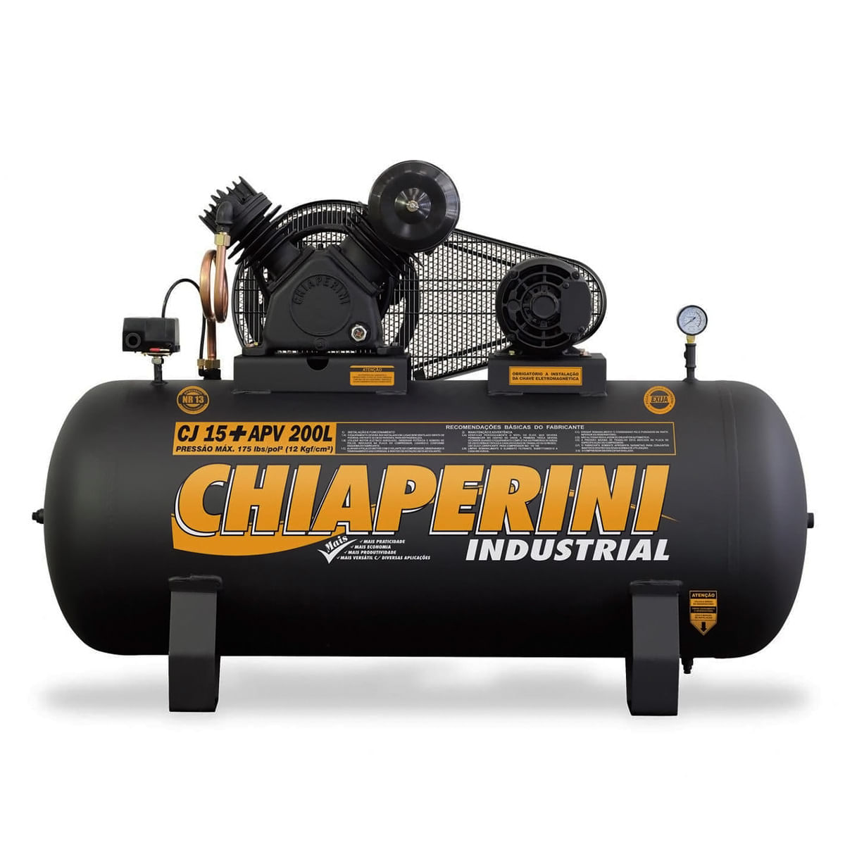 Encontraproduto.com.br - Compressor de Ar A.Pressão Tri 3HP 200L 000679 Chiaperini