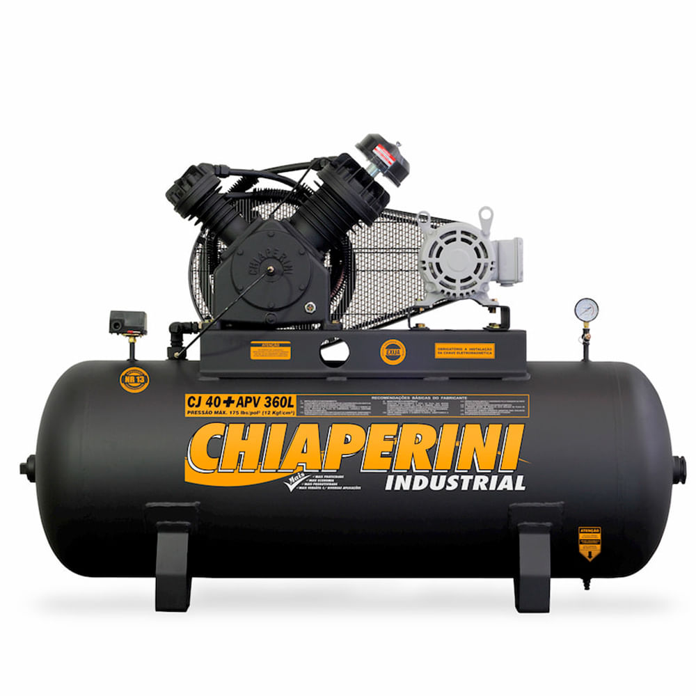 Encontraproduto.com.br - Compressor de Ar A.Pressão Tri Aberto 10HP 360L Chiaperini