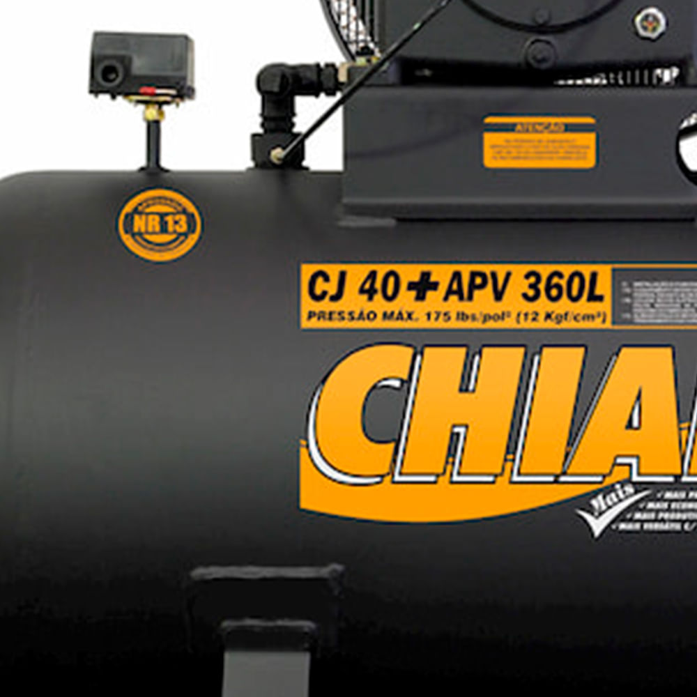 Encontraproduto.com.br - Compressor de Ar A.Pressão Tri Aberto 10HP 360L Chiaperini