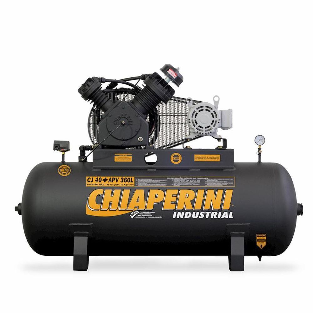 Encontraproduto.com.br - Compressor de Ar A.Pressão Tri Aberto 10HP 360L Chiaperini