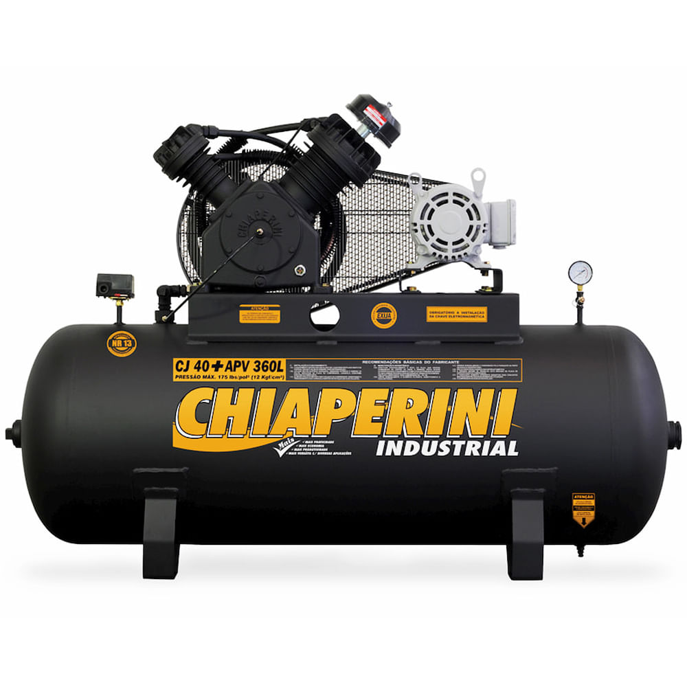 Encontraproduto.com.br - Compressor de Ar A.Pressão Tri Aberto 10HP 360L Chiaperini
