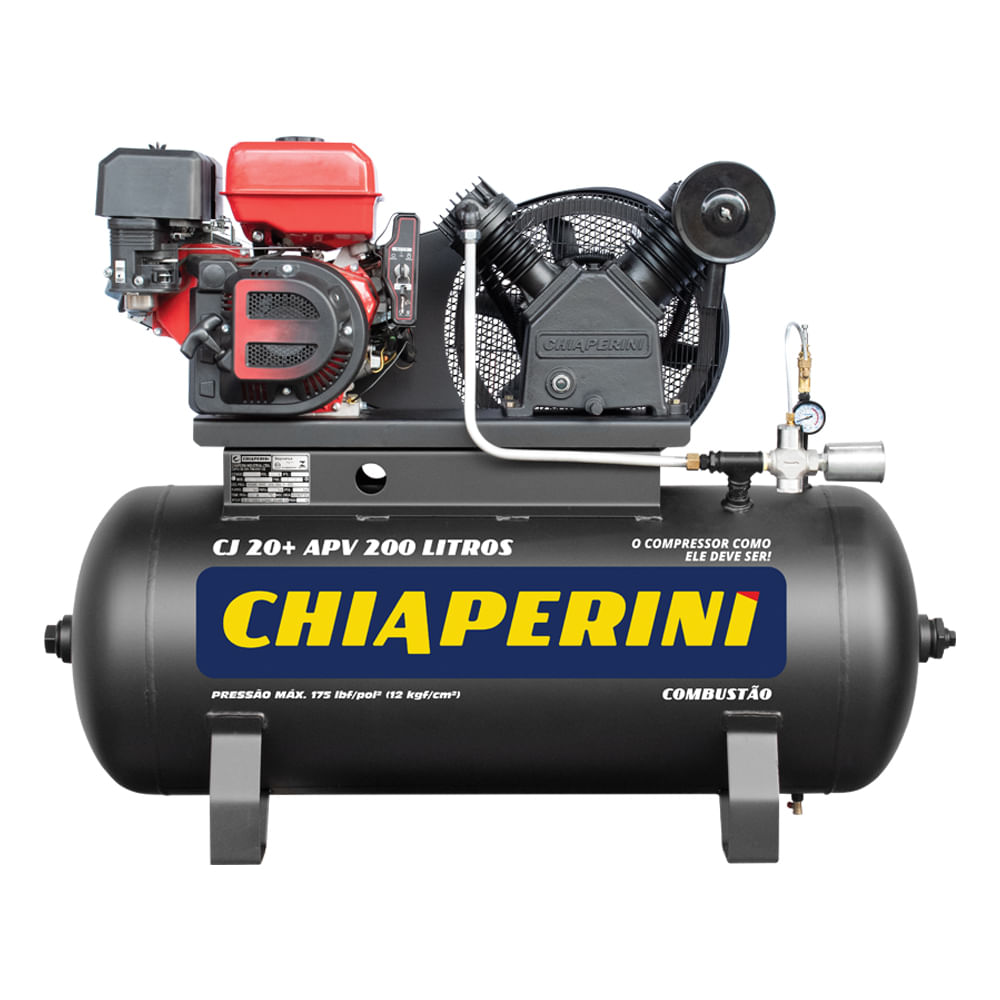 Encontraproduto.com.br - Compressor Chiaperini Cj 20+ Apv 200 Lts 175 Lbs Gasolina 9hp 4t Partida Elétrica