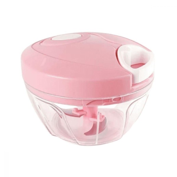 Mini Processador E Triturador De Alimentos Manual 3 Laminas Cor Rosa
