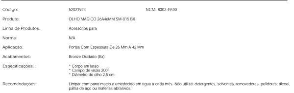 Encontraproduto.com.br - Olho Mágico Bronze Oxidado para Porta