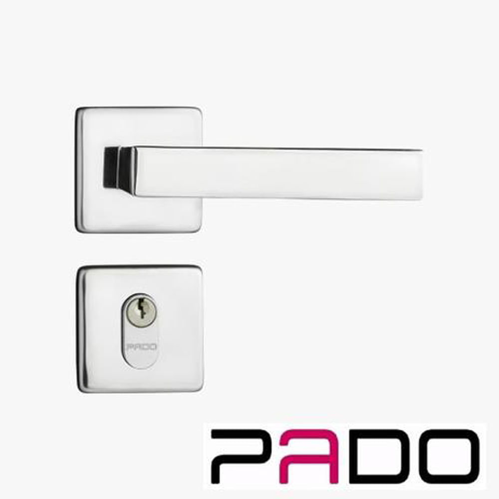 Encontraproduto.com.br - Fechadura Externa com Roseta Quadrada Concept Cromada Pado