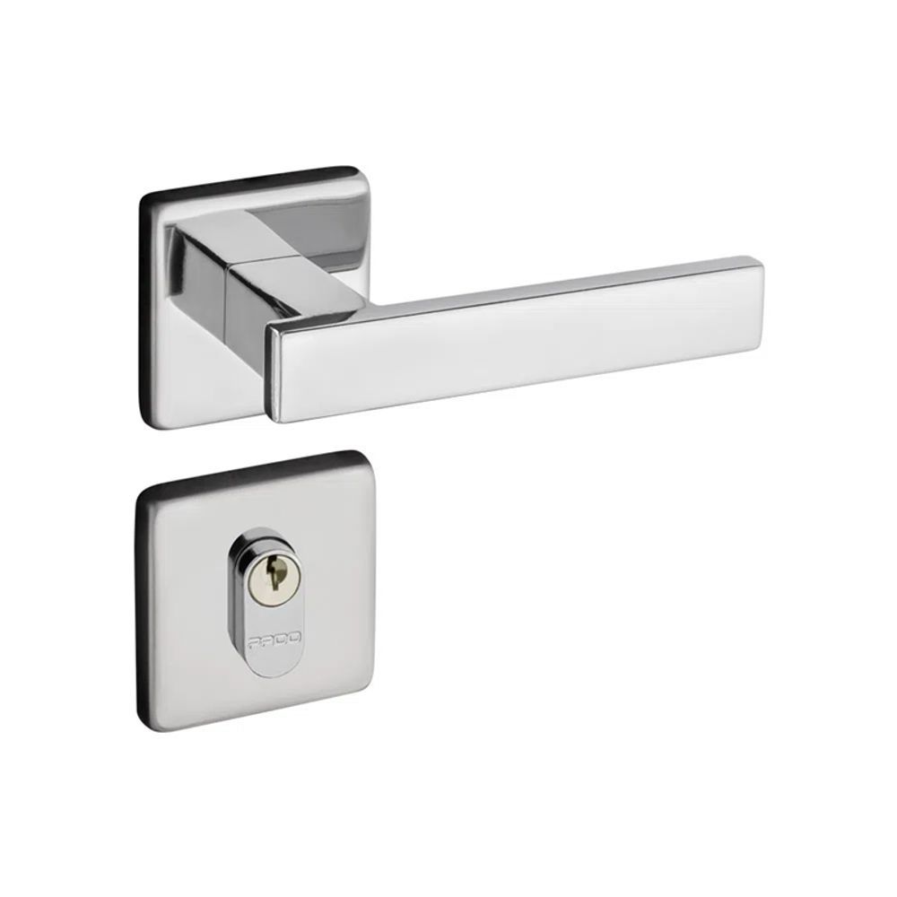 Encontraproduto.com.br - Fechadura Externa com Roseta Quadrada Concept Cromada Pado