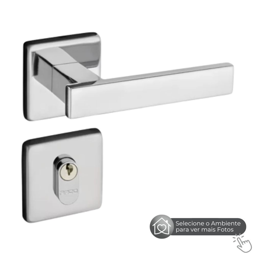 Encontraproduto.com.br - Fechadura Externa com Roseta Quadrada Concept Cromada Pado