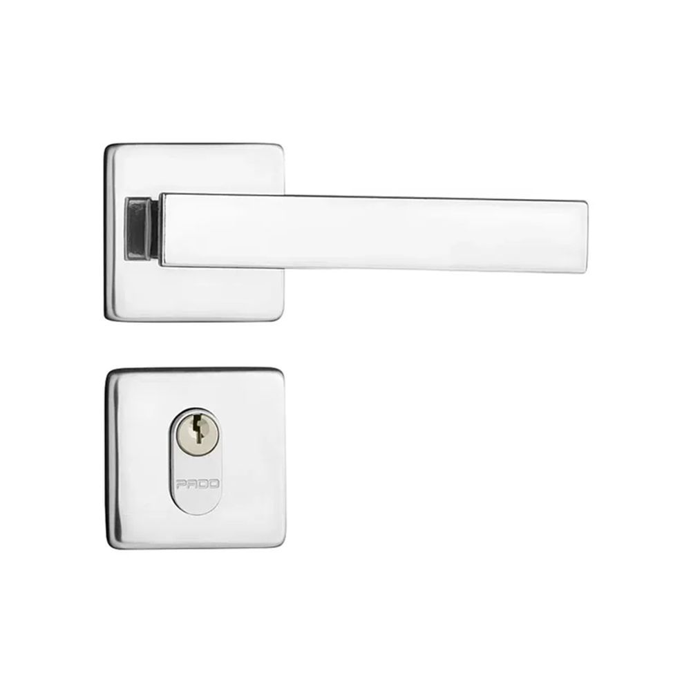 Encontraproduto.com.br - Fechadura Externa com Roseta Quadrada Concept Cromada Pado