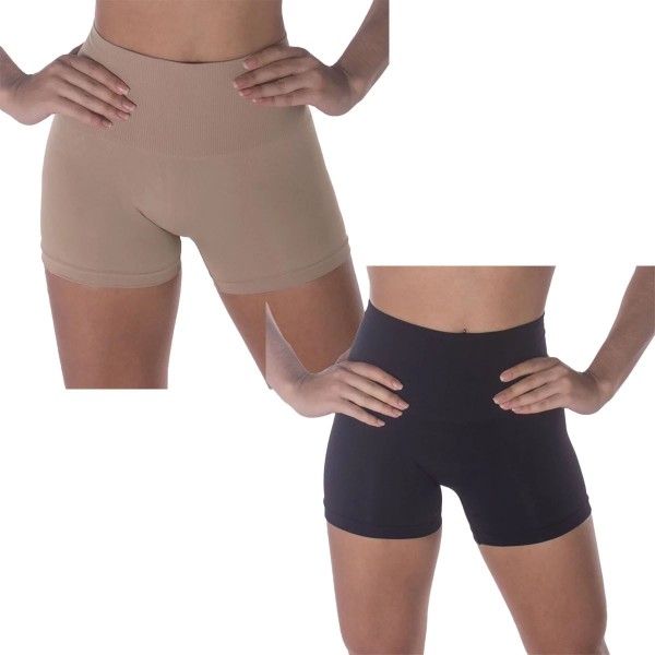 Encontraproduto.com.br - Kit 2 Calcinhas Boxer Selene Redutora Sem Costura Feminino - Preto e Nude