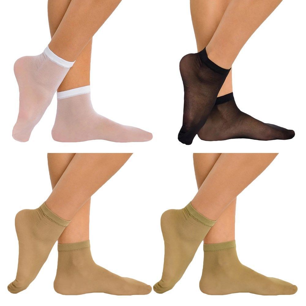 Kit 4 Pares de Meias Soquete Selene Fio 15 Feminina Marrom