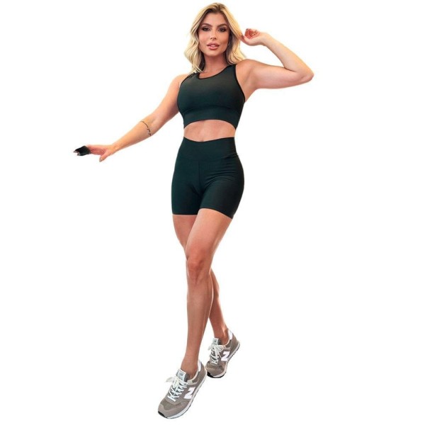 Encontraproduto.com.br - Kit Sarrafo Top Suplex + Short Meia Coxa Anatômico Feminino