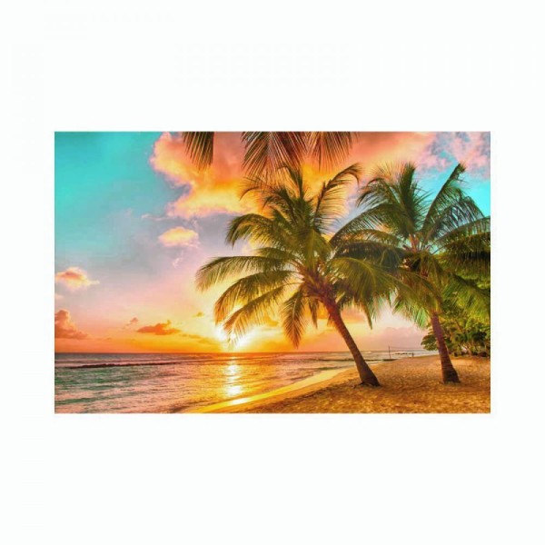 Encontraproduto.com.br - Quadro Decorativo Canvas Praia Por do Sol Branco 50x75