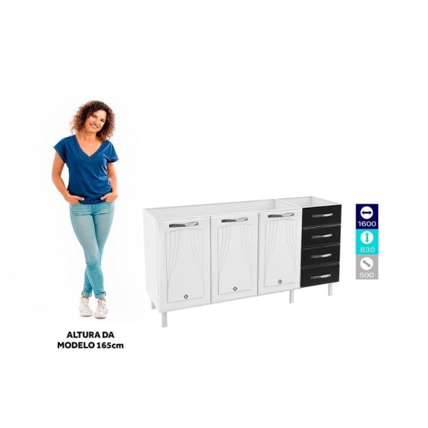 Encontraproduto.com.br - Balcão de Cozinha de Aço Telasul Star New Sem Tampo Para Pia