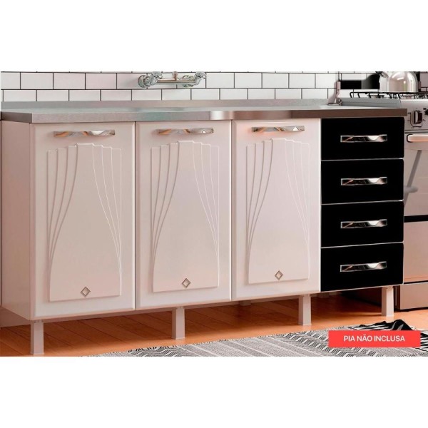Encontraproduto.com.br - Balcão de Cozinha de Aço Telasul Star New Sem Tampo Para Pia