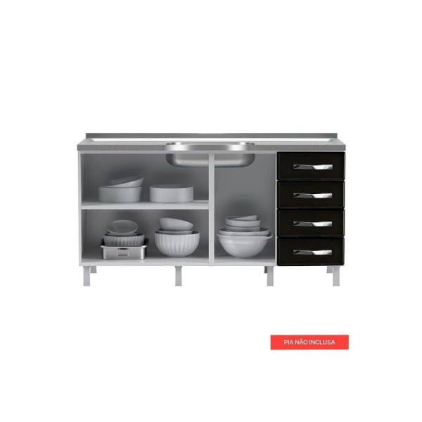 Encontraproduto.com.br - Balcão de Cozinha de Aço Telasul Star New Sem Tampo Para Pia