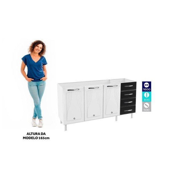 Encontraproduto.com.br - Balcão de Cozinha de Aço Telasul Star New Sem Tampo Para Pia