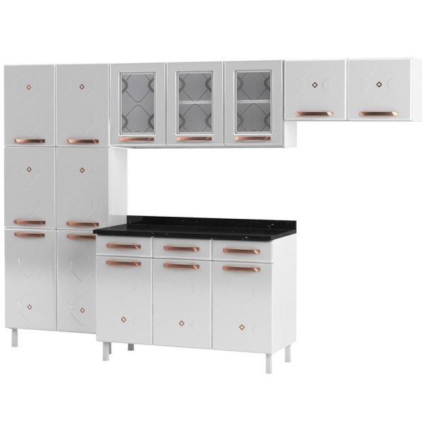 Encontraproduto.com.br - Cozinha Aço Completa Telasul Mirage New 3 Vidros Com Balcão