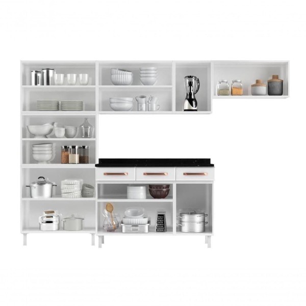 Encontraproduto.com.br - Cozinha Aço Completa Telasul Mirage New 3 Vidros Com Balcão