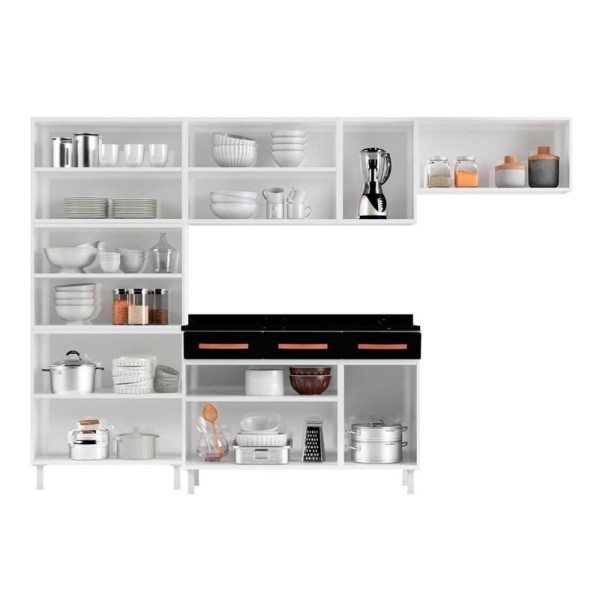 Encontraproduto.com.br - Cozinha Aço Completa Telasul Mirage New 5 Vidros Com Balcão