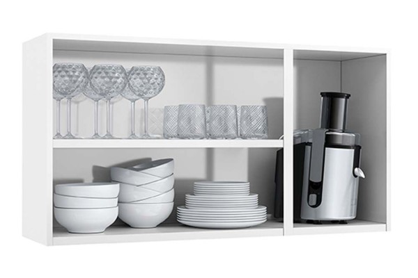 Encontraproduto.com.br - Kit Cozinha Star 3 Portas de Vidro com 2 Gavetas Telasul - Branco