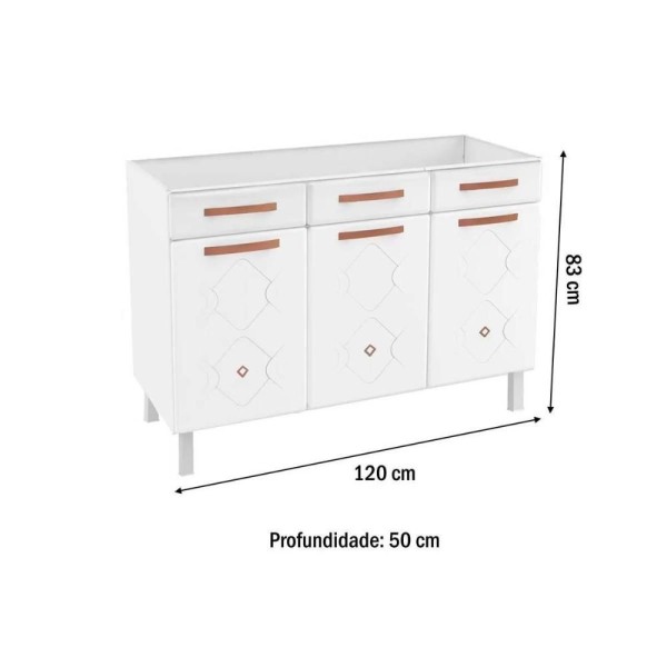 Encontraproduto.com.br - Balcão de Cozinha de Aço Triplo Telasul Mirage New S/ Tampo P/ Pia