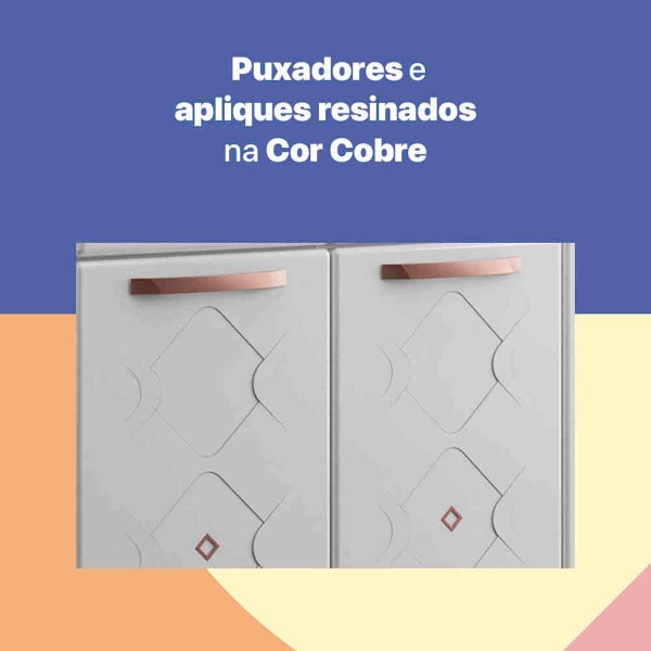 Encontraproduto.com.br - Balcão de Cozinha Telasul Mirage New Triplo Com Tampo 3 Portas 3 Gavetas Branco