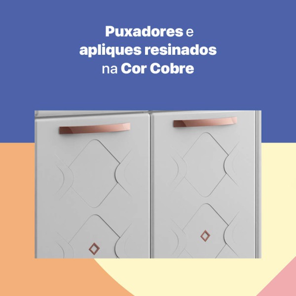 Encontraproduto.com.br - Balcão de Cozinha Telasul Mirage New Triplo Com Tampo 3 Portas 3 Gavetas Branco