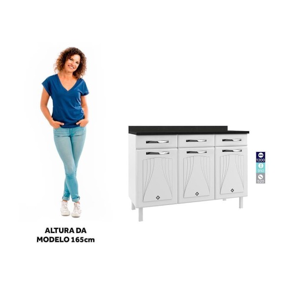 Encontraproduto.com.br - Balcão de Cozinha de Aço Triplo Telasul Star New C/ Tampo