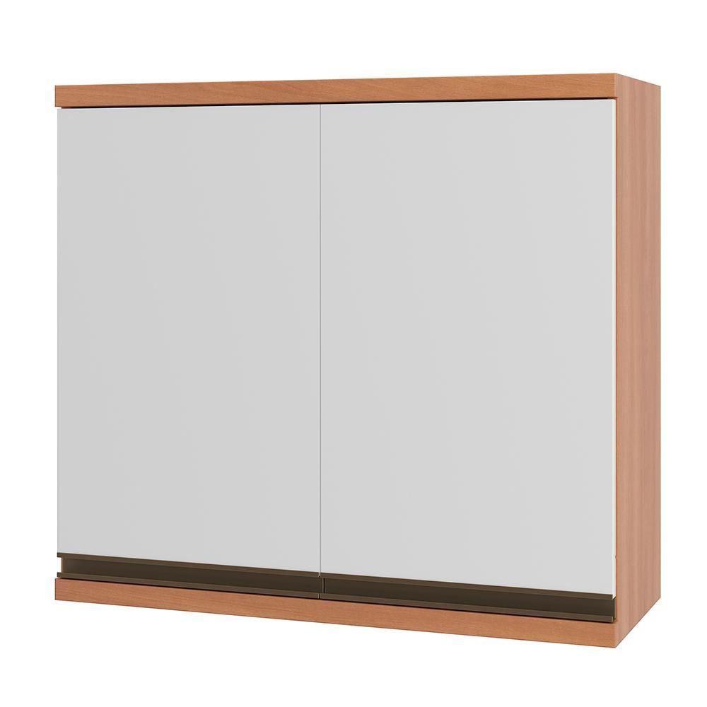 Armário Aéreo Macadâmia 80cm 2 Portas 914002 Telasul - Freijo e Branco