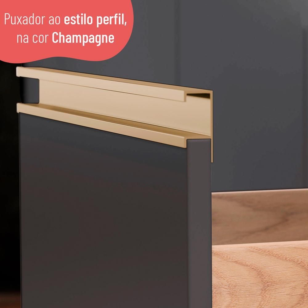 Encontraproduto.com.br - Balcão Macadâmia 120cm com Tampo 2 Portas 3 Gavetas 914103 Telasul - Freijo e Grafite
