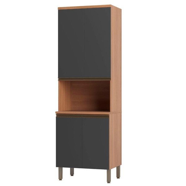Encontraproduto.com.br - Paneleiro Macadâmia 70cm com Espaço para Micro-ondas 4 Portas 914301 Telasul - Freijo e Grafite