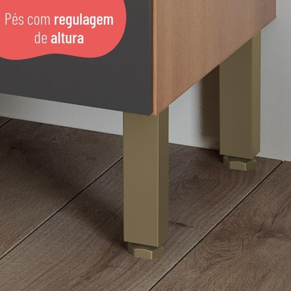 Encontraproduto.com.br - Paneleiro Macadâmia 70cm com Espaço para Micro-ondas 4 Portas 914301 Telasul - Freijo e Grafite