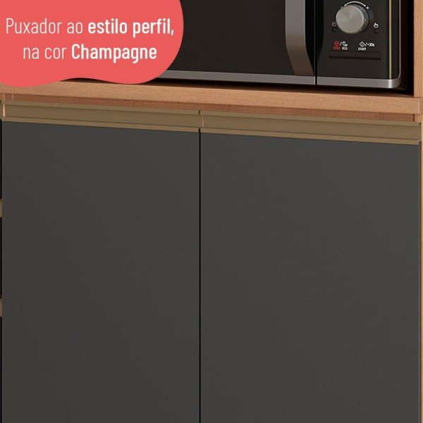 Encontraproduto.com.br - Paneleiro Macadâmia 70cm com Espaço para Micro-ondas 4 Portas 914301 Telasul - Freijo e Grafite