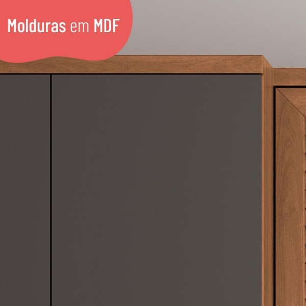 Encontraproduto.com.br - Paneleiro Macadâmia 70cm com Espaço para Micro-ondas 4 Portas 914301 Telasul - Freijo e Grafite