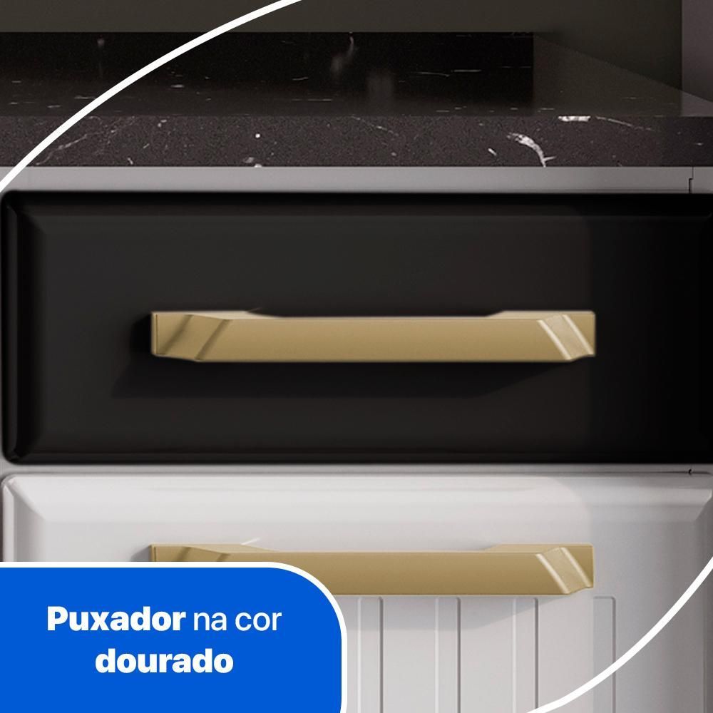 Encontraproduto.com.br - Balcão Triplo Diamante Smart 1 Gaveta com Tampo 818134 Telasul - Branco e Preto
