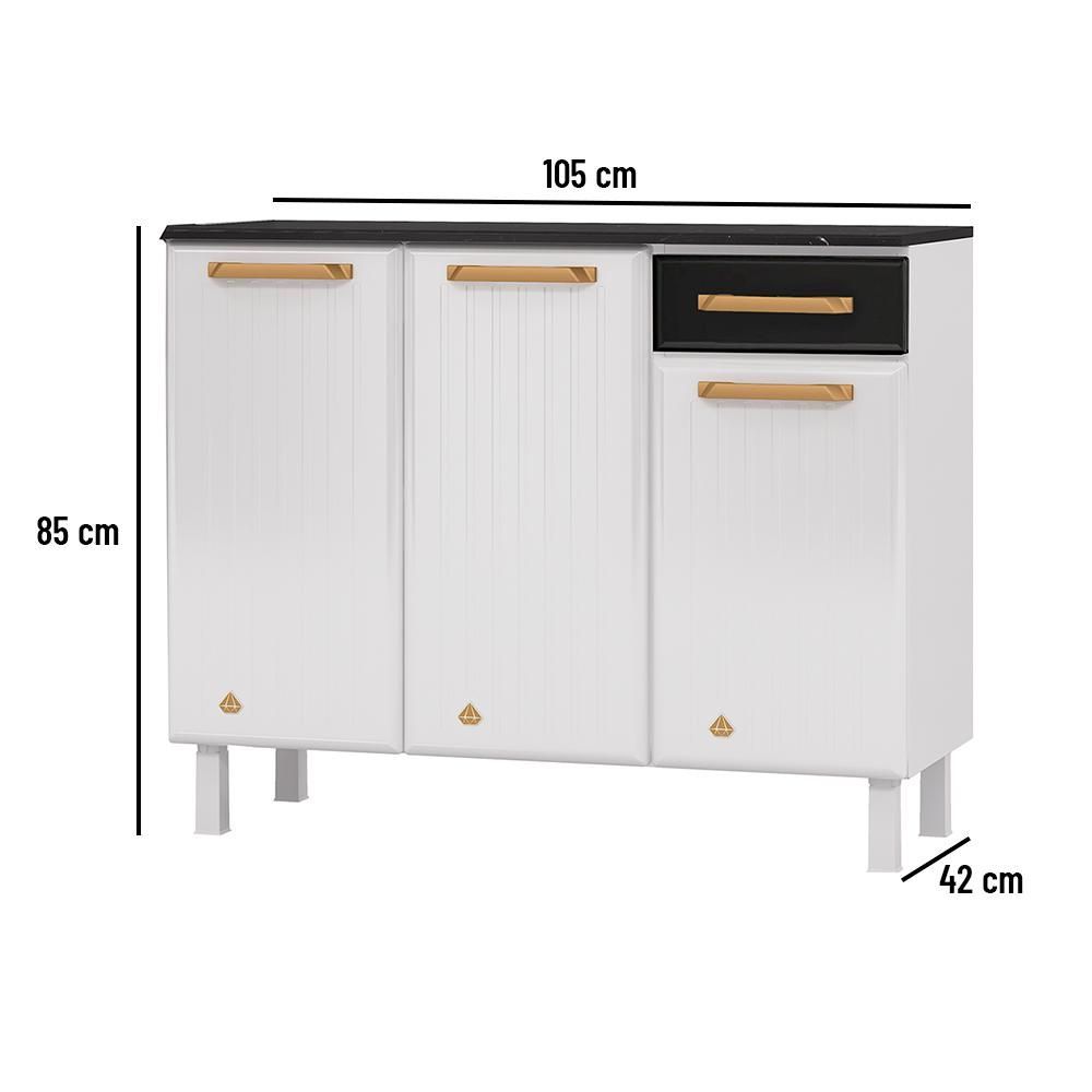 Encontraproduto.com.br - Balcão Triplo Diamante Smart 1 Gaveta com Tampo 818134 Telasul - Branco e Preto