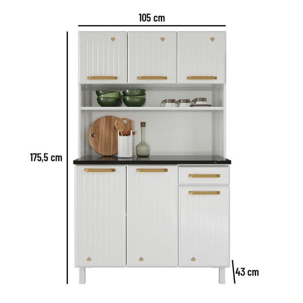 Encontraproduto.com.br - Kit Triplo Diamante New Smart 3 Portas 1 Gaveta Telasul - Branco