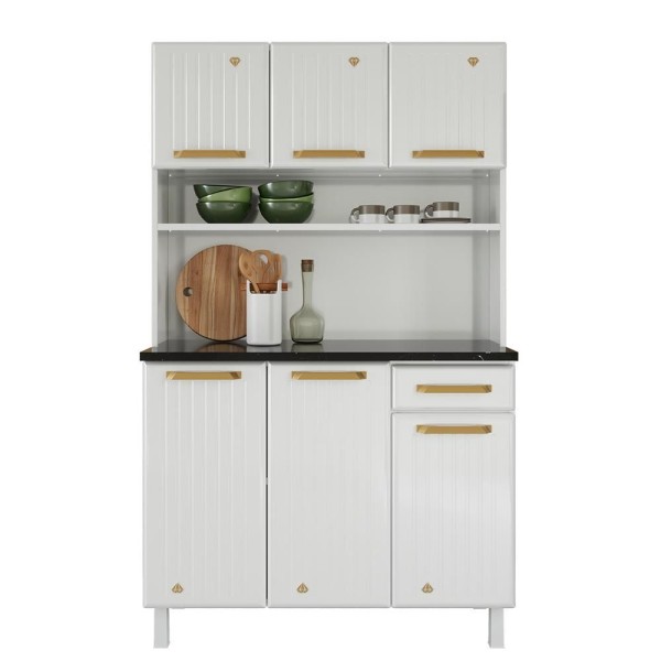 Encontraproduto.com.br - Kit Triplo Diamante New Smart 3 Portas 1 Gaveta Telasul - Branco