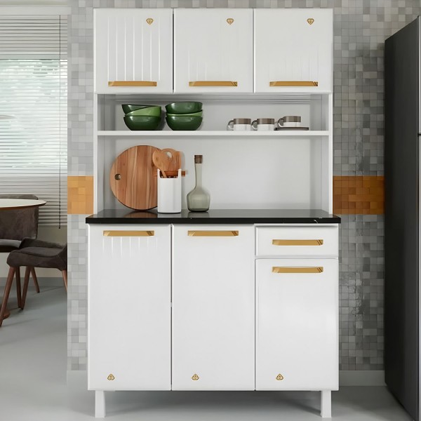 Kit Triplo Diamante New Smart 3 Portas 1 Gaveta Telasul - Branco