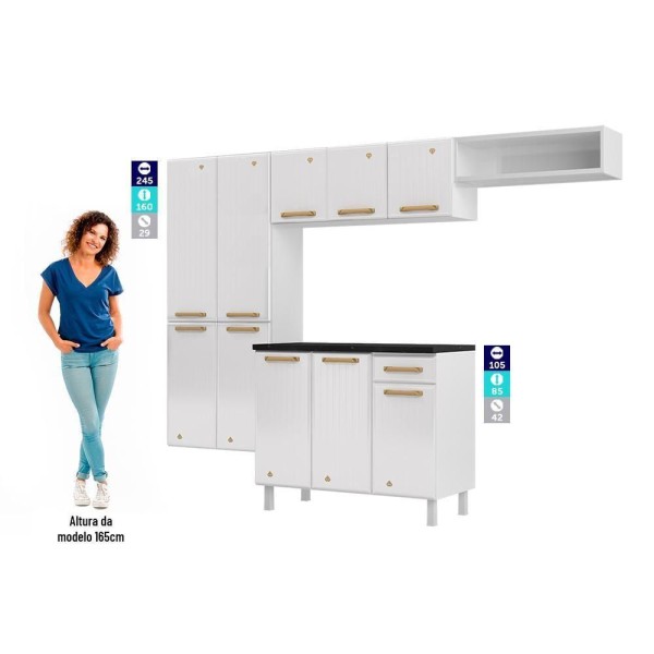 Encontraproduto.com.br - Cozinha de Aço Compacta Telasul Diamante Smart 4Pçs