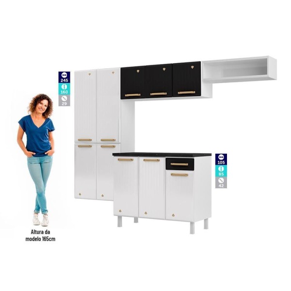 Encontraproduto.com.br - Cozinha de Aço Compacta Telasul Diamante Smart 4Pçs