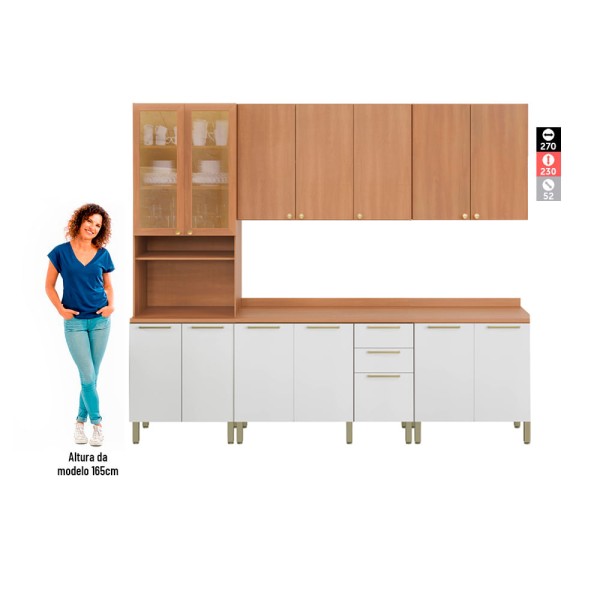 Encontraproduto.com.br - Cozinha Completa Thela Sálvia C Paneleiro e Balcão