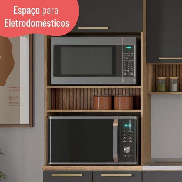 Encontraproduto.com.br - Cozinha Completa Thela Avelã C/ Torre Quente e Balcão