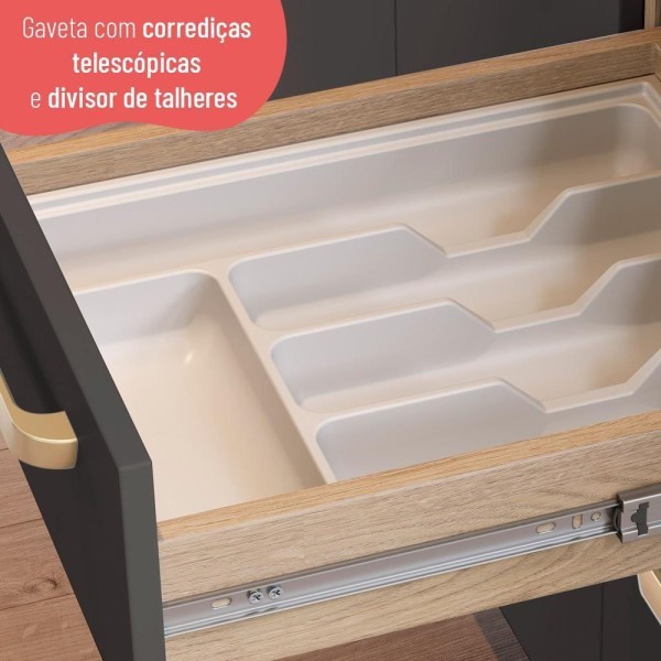 Encontraproduto.com.br - Cozinha Completa Thela Avelã C/ Torre Quente e Balcão