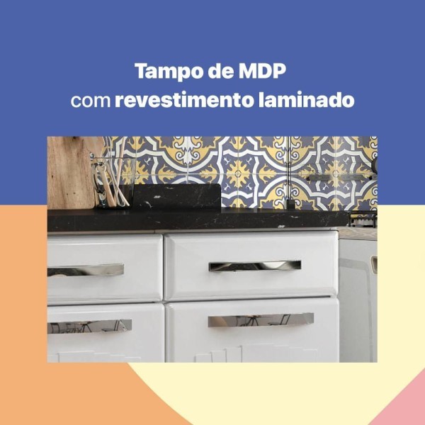 Encontraproduto.com.br - Cozinha De Aço Completa Telasul Star New C/ Vidro E Balcão Branca